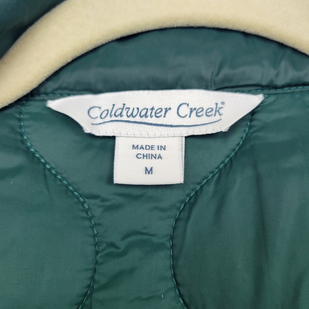 Coldwater Creek Womens Puffer Vest Green Quilted Longline Full Zip Size M 605759 - Picture 6 of 14